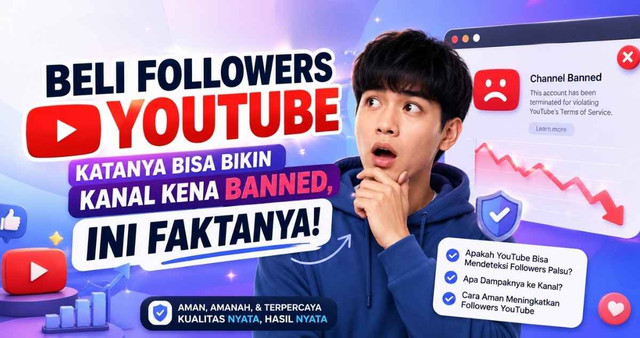 Ilustrasi mitos beli followers YouTube dan risiko banned channel